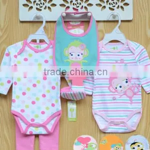 Baby Girls Clothing Set 5 Pcs Cotton Romper Rompers Triangle Jumpsuit thumbnail-1