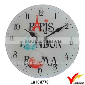 Paris Theme White Antique Retro Number Wall Clocks for Bedroom thumbnail-1