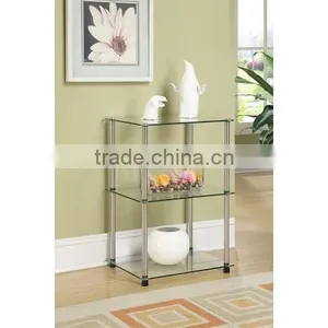 Foshan Hot Sale Living Room 3 Tiers Modern Glass Hotel Side Table thumbnail-6