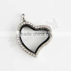 30MM Round Crystals Locket Pendant Necklace thumbnail-6