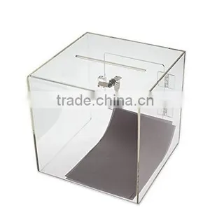 SourceOne Medium 8 Inch Premium Clear Acrylic Ballot Box Donation Box Cube thumbnail-4