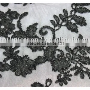 Latest Modern Black Beads Embroidery Textile Fabric for Cloths or Dress thumbnail-5