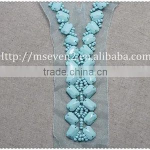 Wholesales Fancy Acrylic Beaded Collar Garment Accessories Ladies Fashion Beaded Neck Lace Collar Trim thumbnail-3