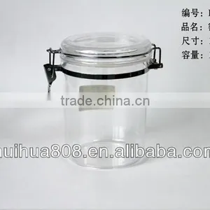 470ml Wholesale Hermetic Airtight Plastic Jam Jar With Mental Clip for Food Factory thumbnail-2
