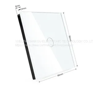 EU Standard One Gang Two Way Crystal Glass Panel With Red & Green LED Touch Switch thumbnail-2