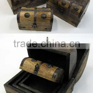Antique Wooden Box | Wooden Treasue Chest Box | Pirate Chest Box thumbnail-1