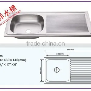 JZ-830 Single Bowl Single Tray Stainless Steel Kitchen Sink thumbnail-1