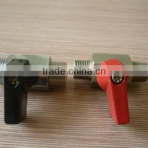 Mini Brass Ball Valve , Double Male High Pressure Ball Valve , Size 1/2'' 3/8'' 1/8'' 1/4'' , Nickel Plating thumbnail-3