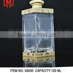 120ml Glass Perfume Bottle Square Perfume Bottles, Perfume Bottle With Shiny Goldern Cap thumbnail-1