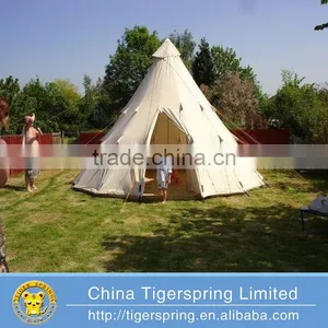 Beige Color Cotton Canvas Folding Luxury Camping Tent Outdoor thumbnail-1