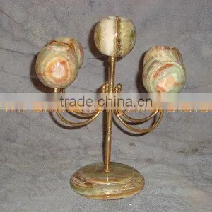 NATURAL 2017 New Items ONYX CANDLE HOLDERS STANDS BRASS WORK thumbnail-3