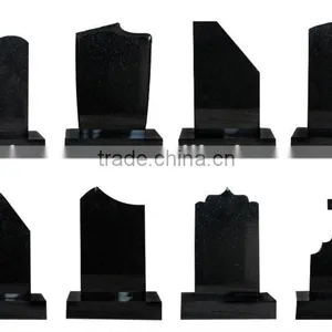 Hot European Style Natural Granite Shanxi Black Highly Polished Headstones for Graves thumbnail-1