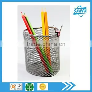 Office Supplies Metal Mesh Stationery Silver Heart Shape Pen Holder thumbnail-1