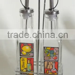 2 Pieces Square Glass Olive Oil Bottle With Frame thumbnail-1