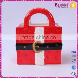 Handmade Craft Ceramic Christmas Red Gift Basket thumbnail-2