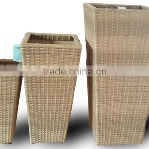 Wicker Planter Pots, Plastic Rattan Wicker Pots, Viet Nam Plastic Wicker Planter, Handicraft Wicker Planter thumbnail-1