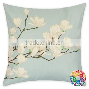 Flower Print Cushion Cover For Chair 17.3*17.3 Inches Decoration Hemp Pillow Cover thumbnail-6