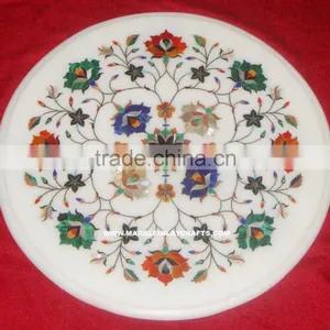 White Marble Inlay Table Top, Marble Coffee Table Top thumbnail-1