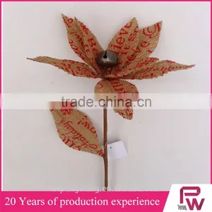 Letters and Rust Bells Linen Poinsettia Christmas Decorations thumbnail-1