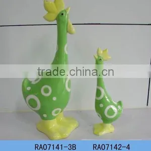 Ceramic Easter Chicken Decoration Handpainted Green Color thumbnail-1