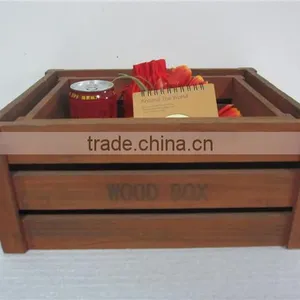 Customization Paulownia Wood Crate With Wheels and Handle thumbnail-3
