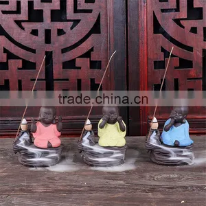 Colorful Ceramic Monk Burner Creative Decor Backflow Incense Crafts thumbnail-6