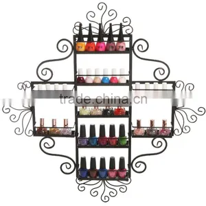 Wall Mounted Black Metal Scrollwork Decor 9 Shelf Nail Polish Stand Display thumbnail-1