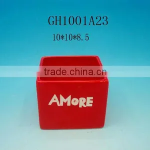 3.9inch Square Ceramic Flower Pot thumbnail-1