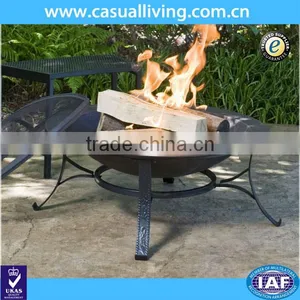 Round Cast Iron Copper Finish Fire Pit With Screen and Cover thumbnail-1