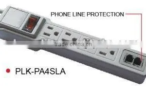 S30020 US Type 4 Outlets Power Strip With Phone Line Protection thumbnail-1