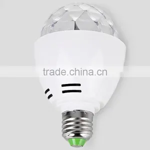 Hot Selling Auto Mini Party Induction Light LED Bulbs E27 3W Bulb Full Color RGB LED Plastic Rotating Lamp With Remote Control thumbnail-4