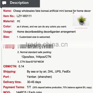 Cheap Wholesales Fake Bonsai.artificial Mini Bonsai for Home Decoration thumbnail-5