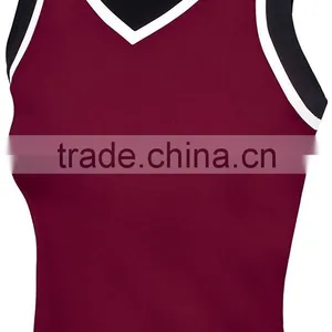 Sleeveless V Neck Knit Spandex Cheerleading Uniforms Women Sexy Tank Top Plus Size Sublimation Cheerleading Uniforms Custom thumbnail-3
