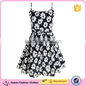 2015 New Fashion Women's Sleeveless Sheer Printed Chiffon Mini Dress thumbnail-1