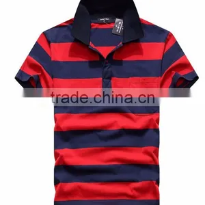 Short Sleeve Cotton Slim Striped Men Polo Shirt thumbnail-3