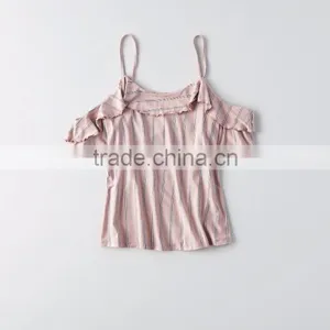 MGOO New Arrival Drop Shoulders Ladies Tank Tops Girls Top Design Stripe Pattern Women Shirt thumbnail-4