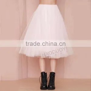 MGOO Fashion Design Korea Style Women Pink Skirts Tutu Ball Gown Mesh Romantic Knee Length Skirts 15146A236 thumbnail-6