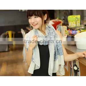Hot Sale Chinese Style 5 Color Choice High Quality Lady Chiffon Material Shawl Fashionable Scarf thumbnail-4