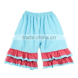 2017 Wholesale Supplier Infant Cotton Summer Ruffle Short Icing Ruffle Blue and Red Shorts thumbnail-1