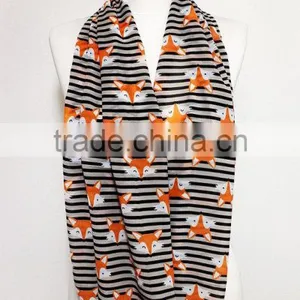 Fox Pattern Chiffon Infinity Scarf, Circle Scarf, Loop Scarf, Scarves, Shawls, Spring Fall Winter Summer Fashion Gift Ideas for thumbnail-2