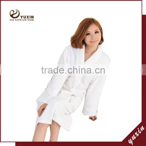 100% Polyester Girl's Fleece Bathrobe Breathable Hotel Bath Robe FR0002 thumbnail-1