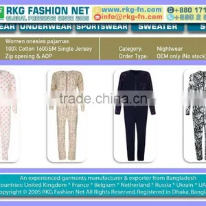 Women Cotton Jersey Onesies Over-all Pajamas thumbnail-1