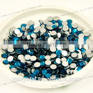 Round Shape Blue Zircon Color Silver Base Crystal Rhinestones Flat Back Glass Beads thumbnail-1