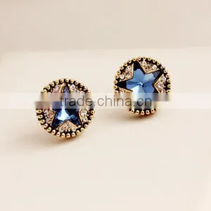 Wholesale Fashion Jewerly Round Shape Star Engraved Earring Stud thumbnail-2