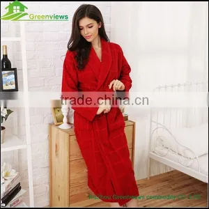 Wholesale Cotton Blue Red Down Robes Velvet Tartan Design Bathrobe Couples Bathrobe thumbnail-2