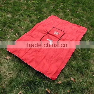 Red & Blue Printed Logo Car Company Gift Polar Fleece With Zipper Travel 2 in 1 Pillow Blanket thumbnail-3