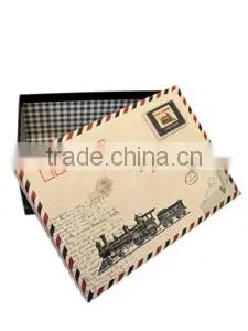 Dubaa Set 3 Nesting Vintage Train Newspaper Clippings Home Storage Photo Letter Boxes thumbnail-3