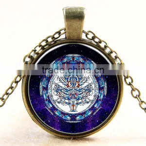 XP-TGN-LT-166 New Fashion Diy Image Gemstone Round Cabochon Family Tree Mandala Time Necklace In Alloy thumbnail-1