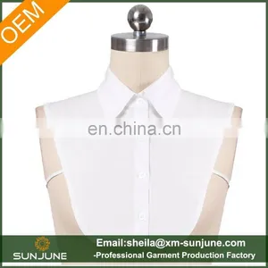 OEM Ladies White Sleeveless Fake Spread Collar Crop Top thumbnail-1