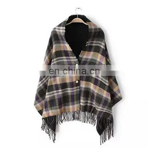 Shawls&Scarves Two Usage Tartan Fringe on the Botton Winter Warmer Tartan Scarf Trendy Fashion thumbnail-5